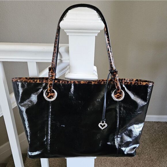 Brighton Patent Leather Leopard Print Tote Bag - Picture 3 of 16